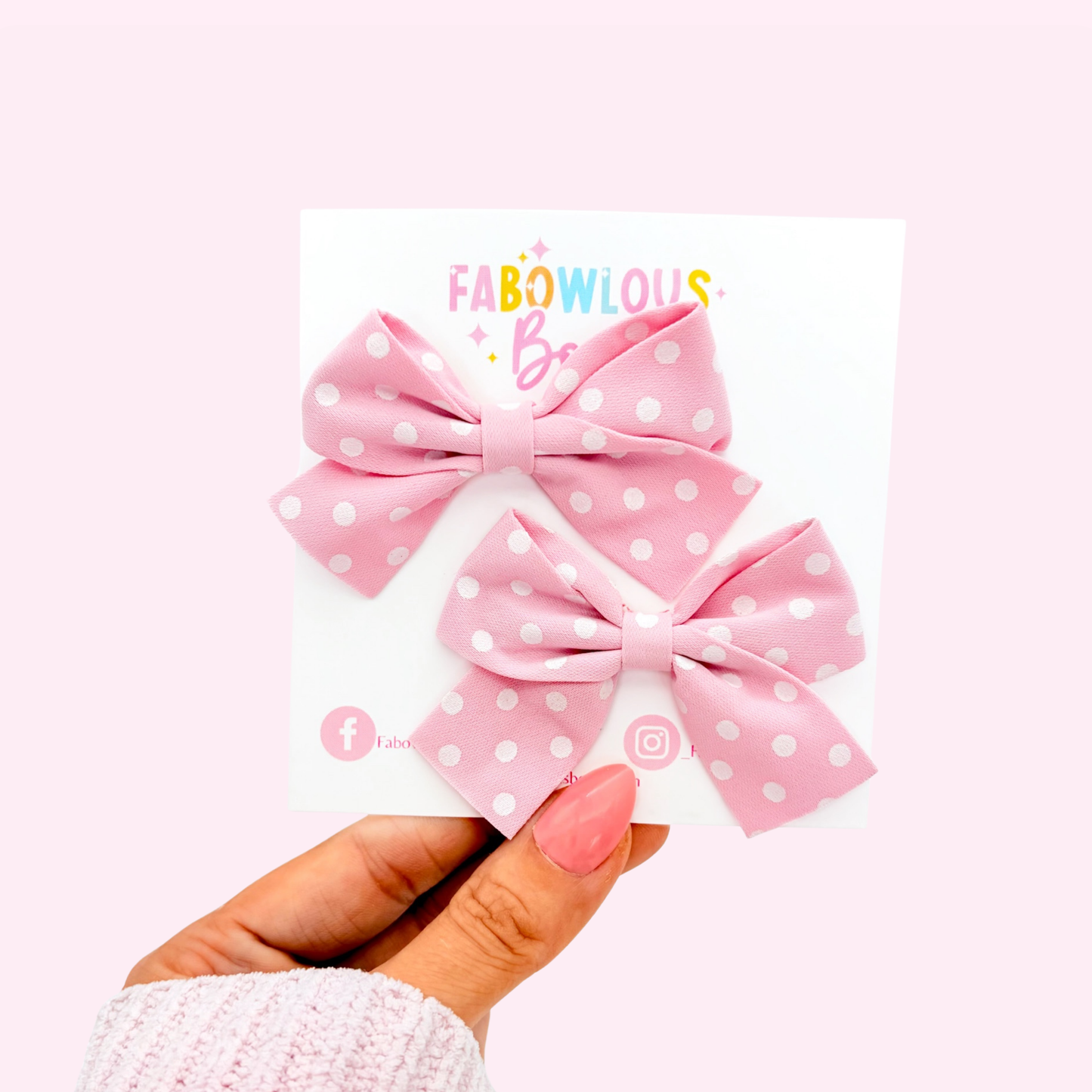 Polka Dot Pink • Mini Hand Tied Pigtails