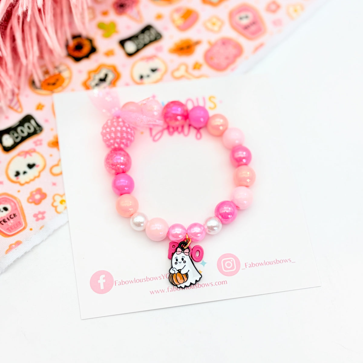 Pink Boo Girly Ghost • Bracelet