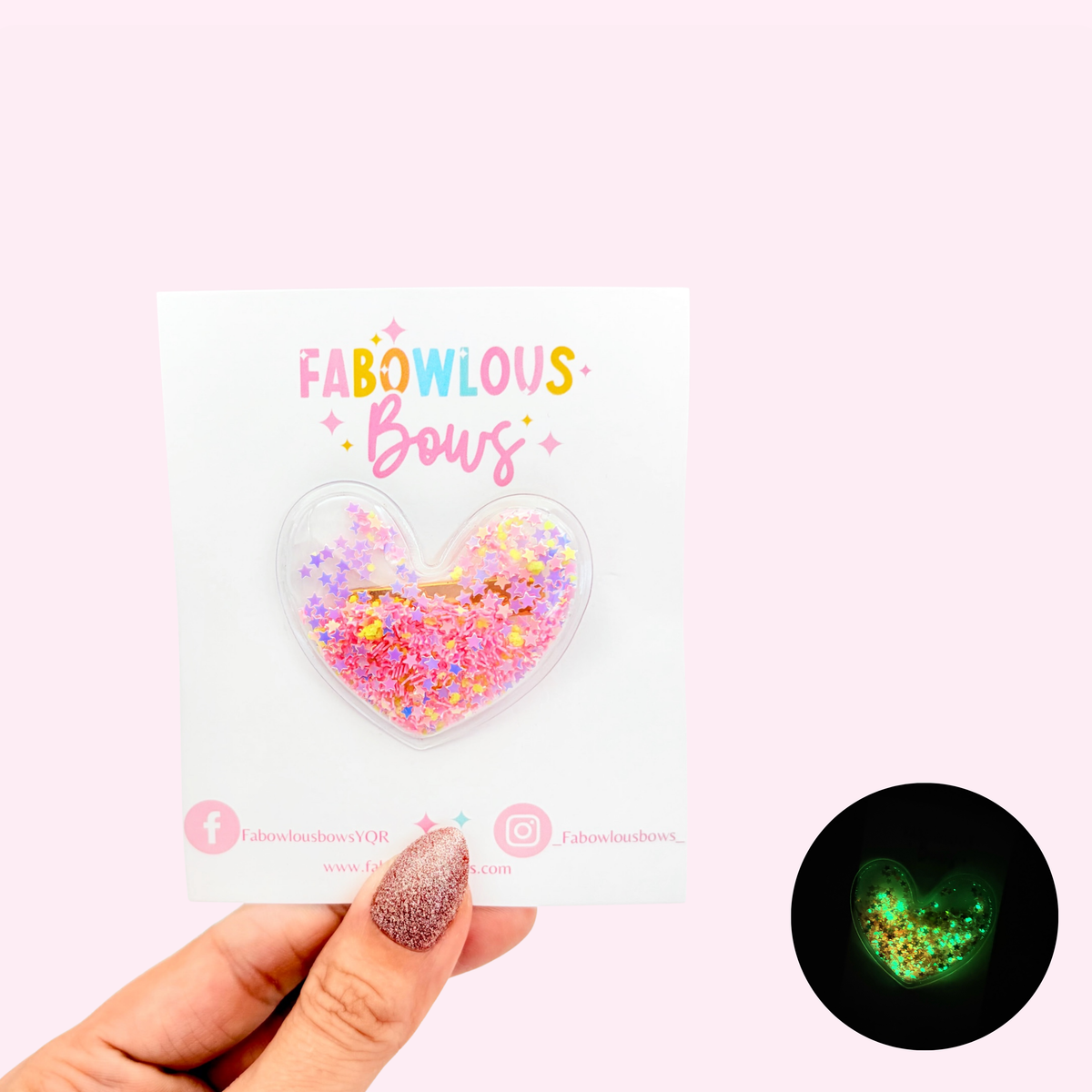 Pink Glow In The Dark • Heart Confetti Clip