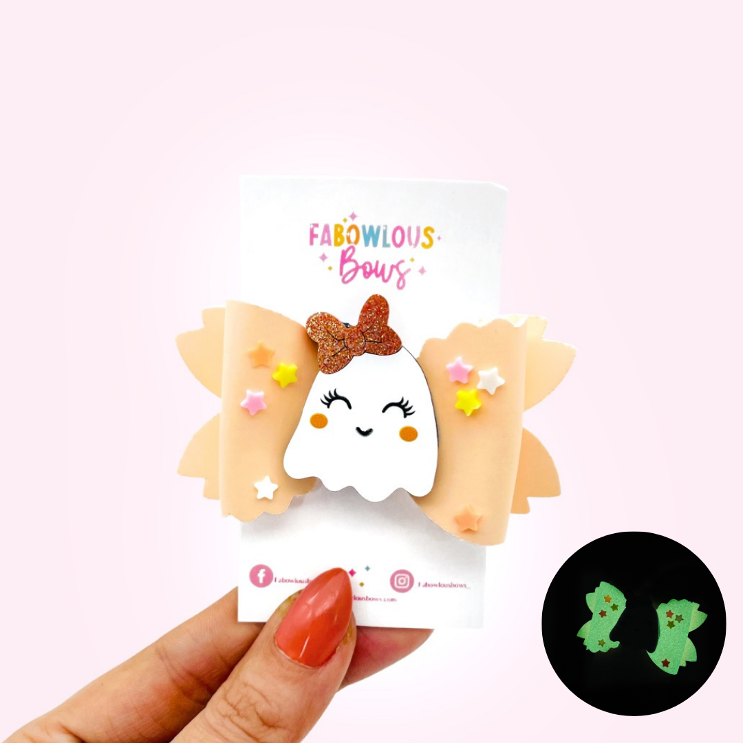 Ghost Girly Confetti Glow Bow