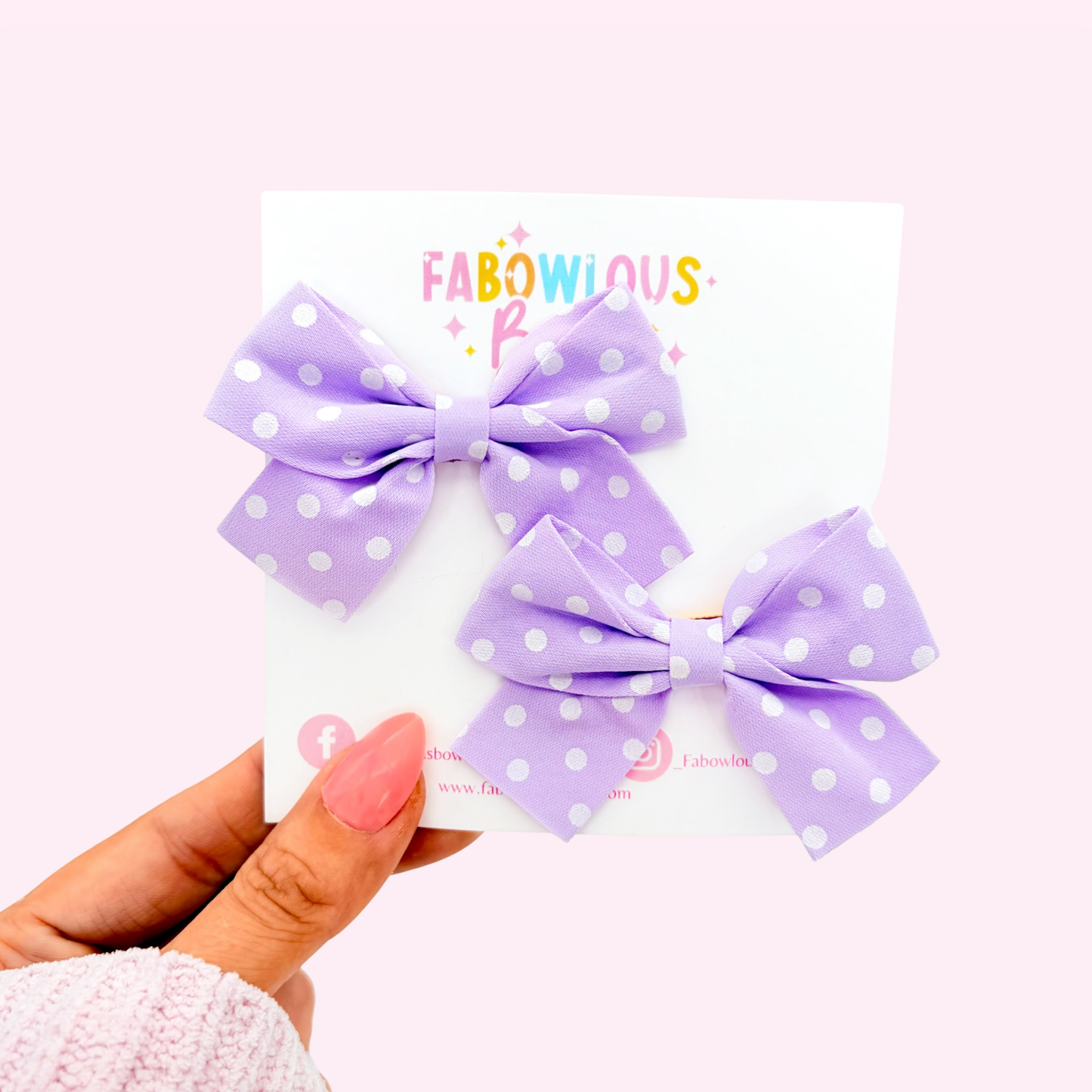 Polka Dot Purple • Mini Hand Tied Pigtails