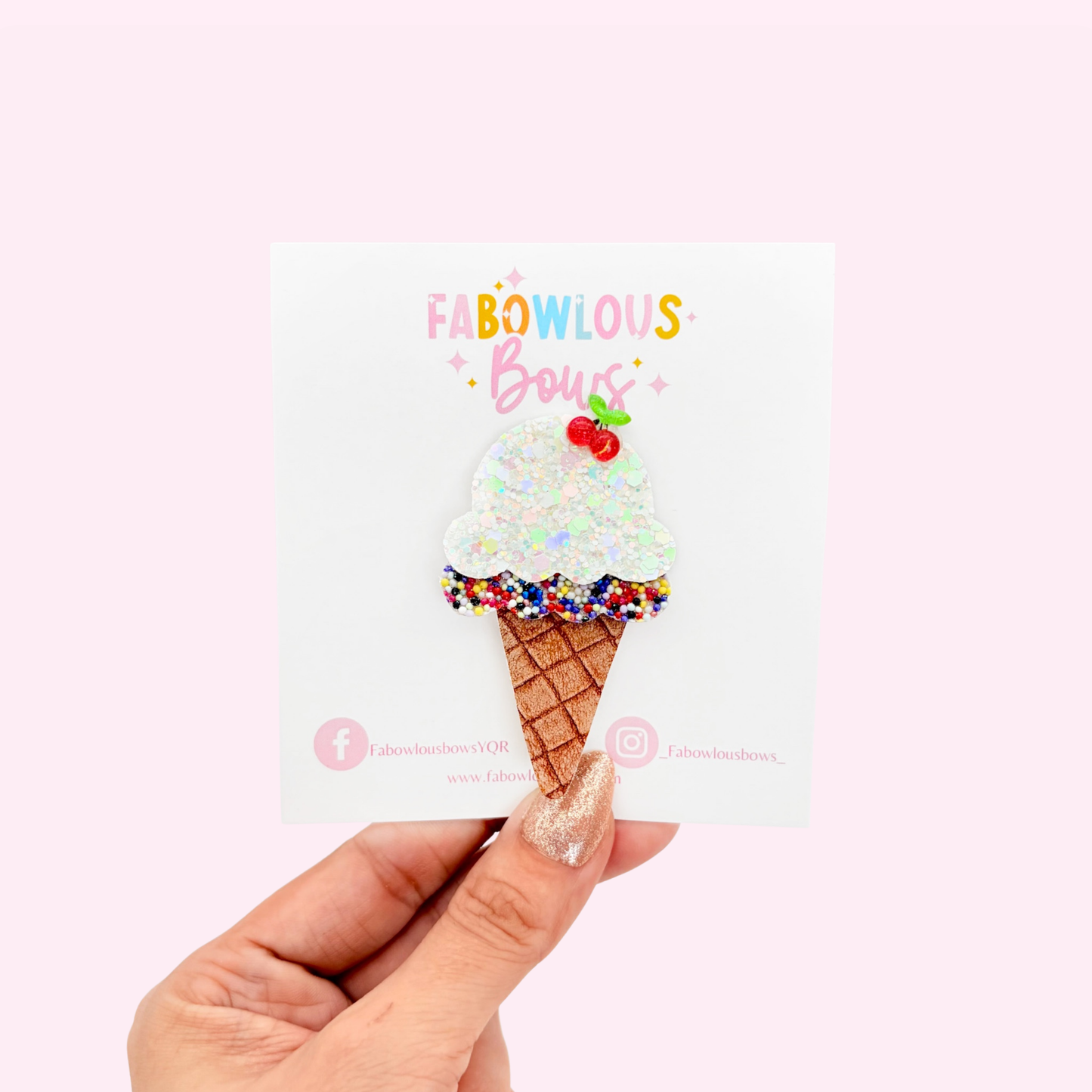 Ice Cream Scoop Sprinkles • Cherry Bow Clip