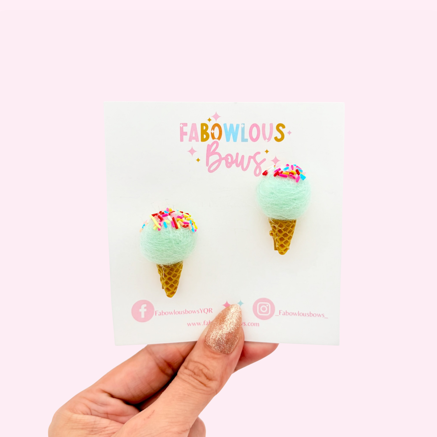 Sprinkle Ice Cream Pop • Blue • Pigtail Set