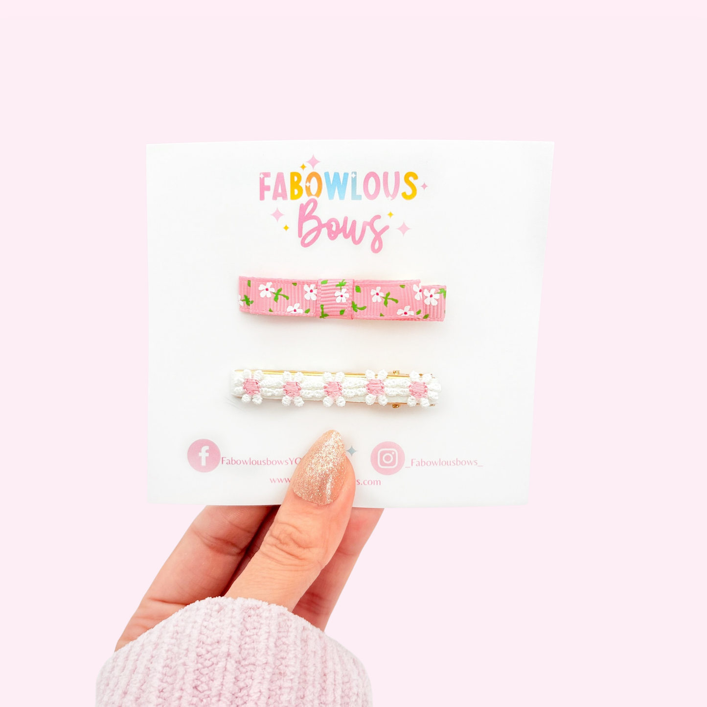 Daisy Floral Bar Clip Set • Pink