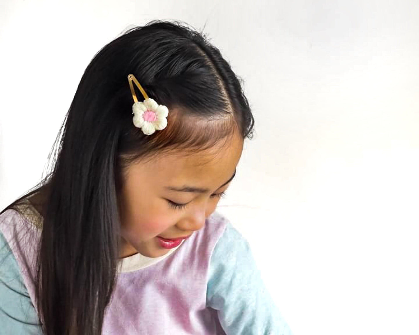 Trio Floral Fabric // Pink Snap Clip