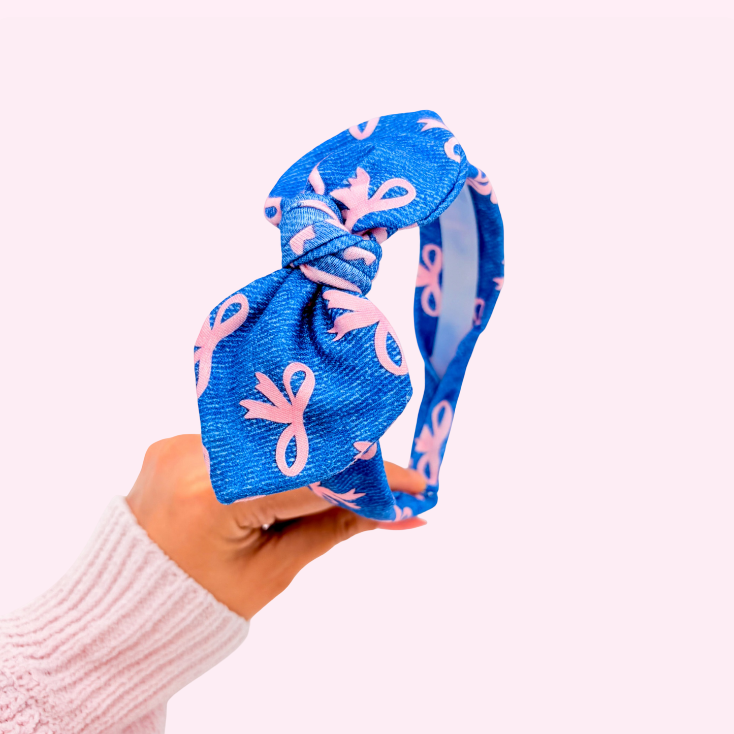Dark Denim Bows • Knotted Fabric Headband