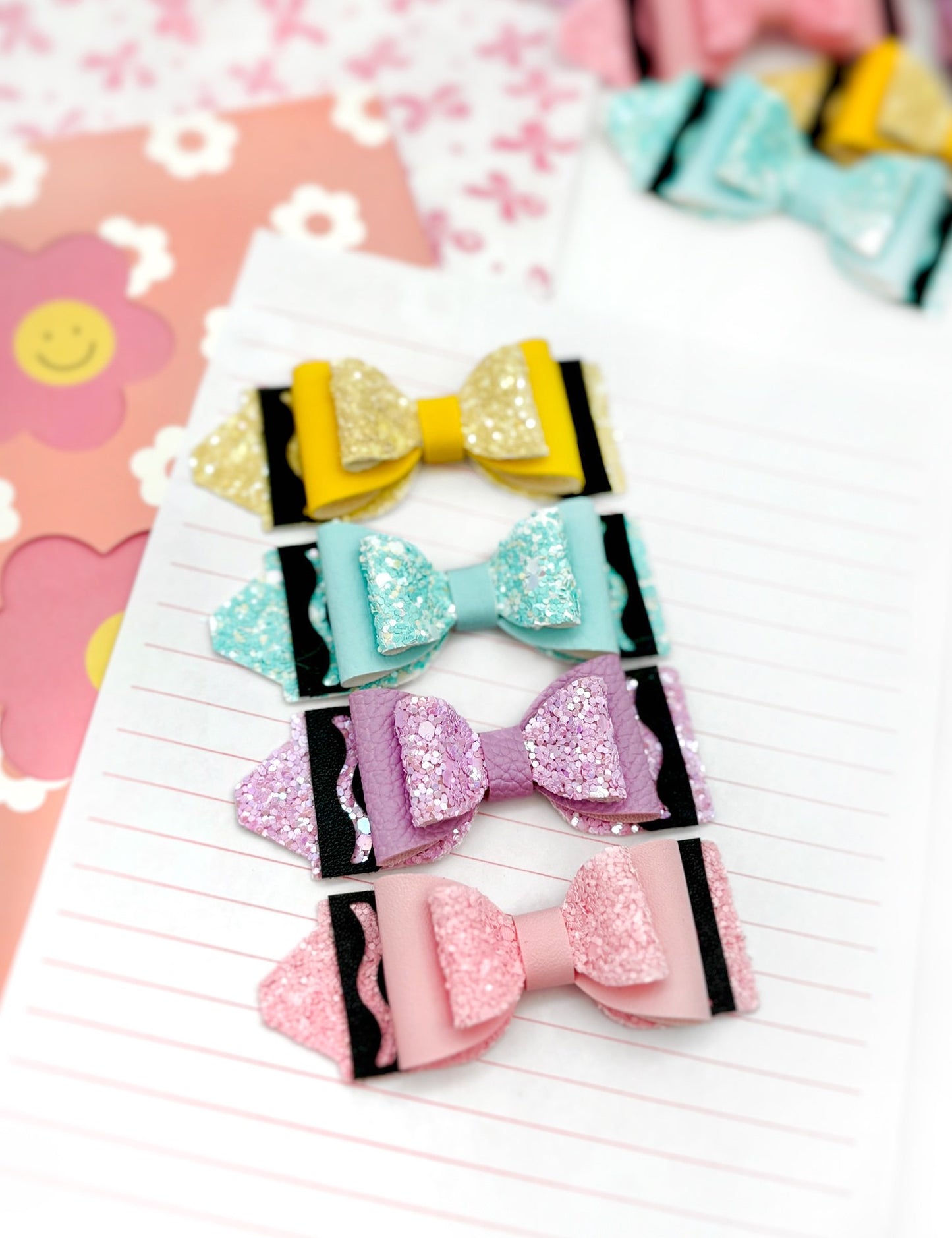 Pastel Yellow Crayon Bow