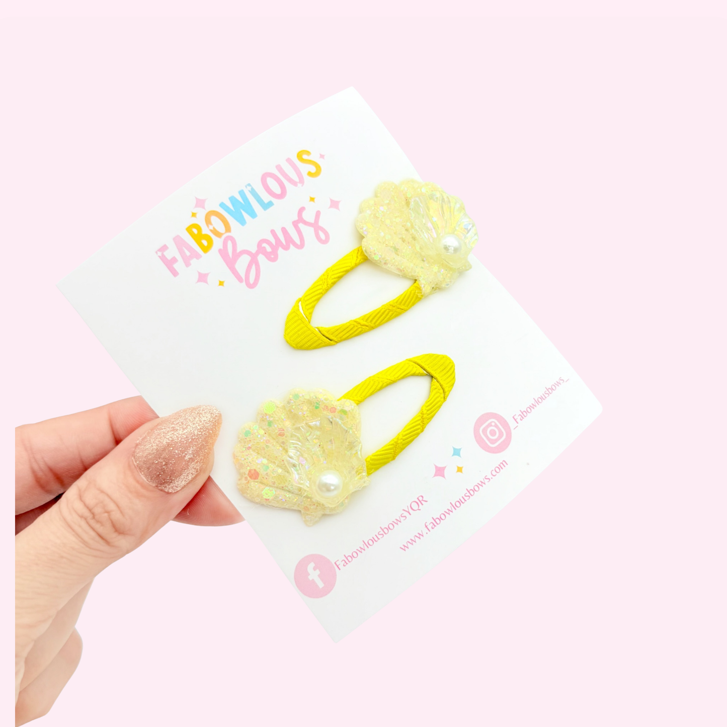 Simply Seashells • Yellow • Snap Clip Pigtail Set