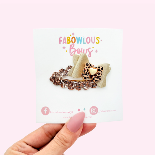 Leopard Bow - Deluxe Clip