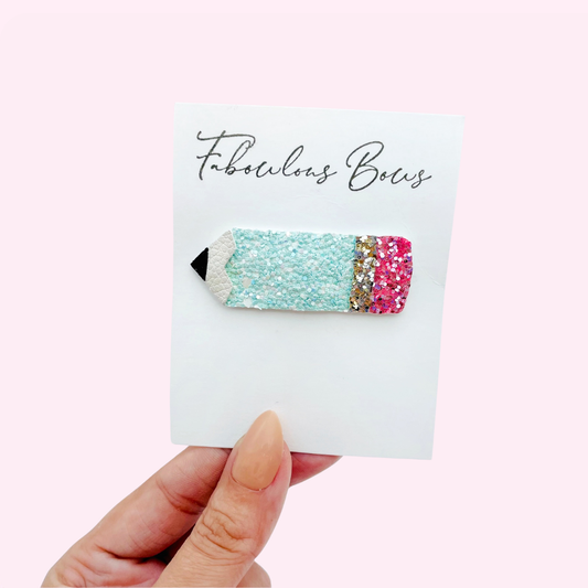 Pencil Glitter Clips // Blue