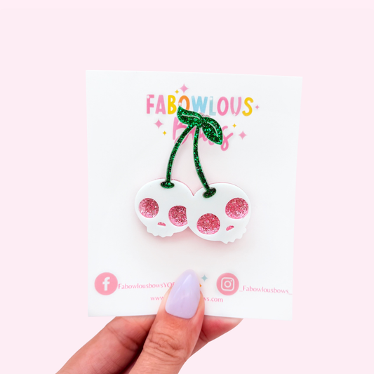 Cherry Skulls // Deluxe Acrylic Clip