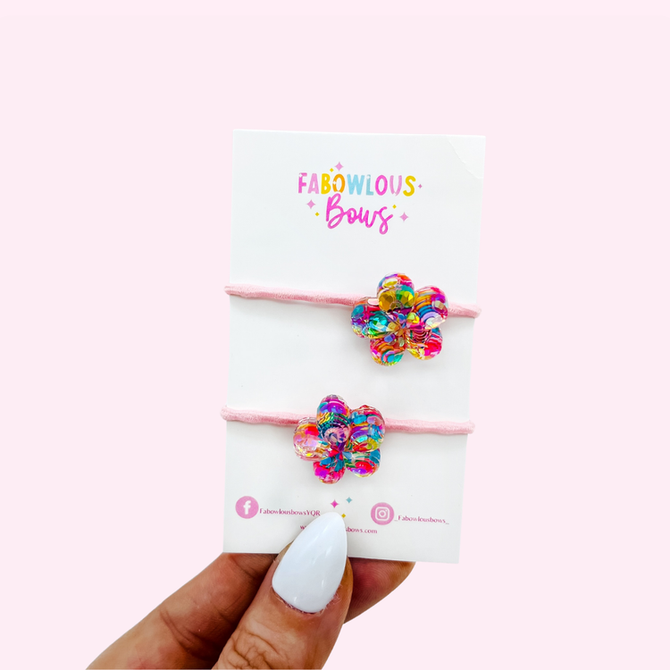 Rainbow Flower Hairband Set