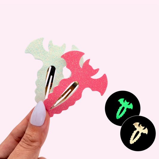 Glow Glitter Snap Bats // You Choose Colour Snap Clip - 3 for $10