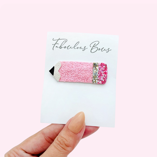 Pencil Glitter Clips // Light Pink