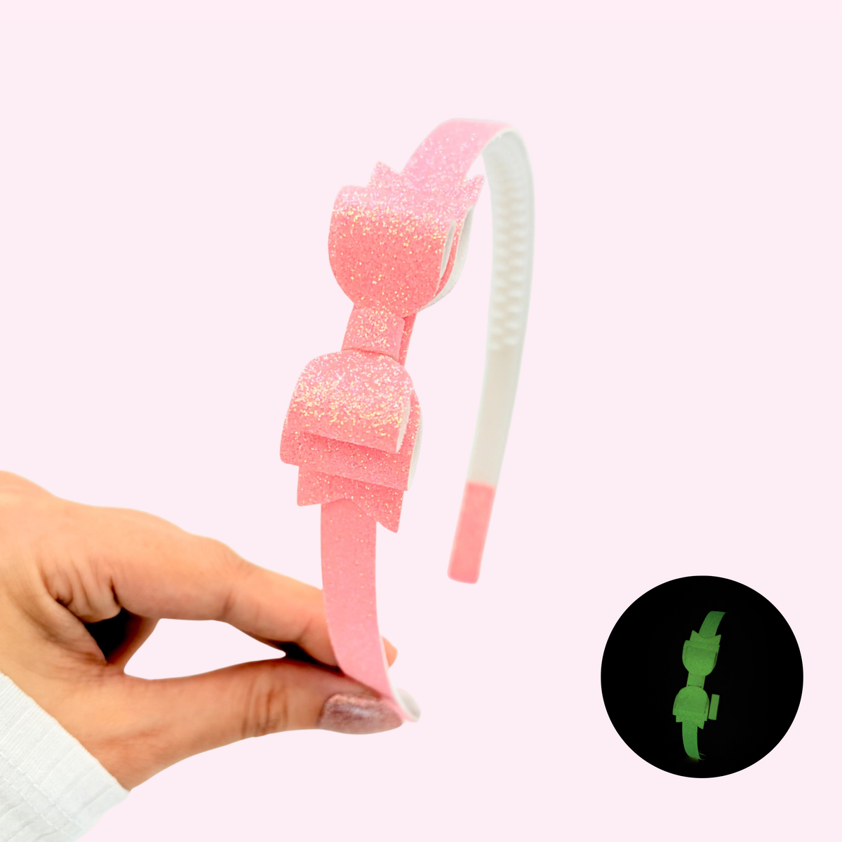 Glitter Pink • Headband • Glow In The Dark