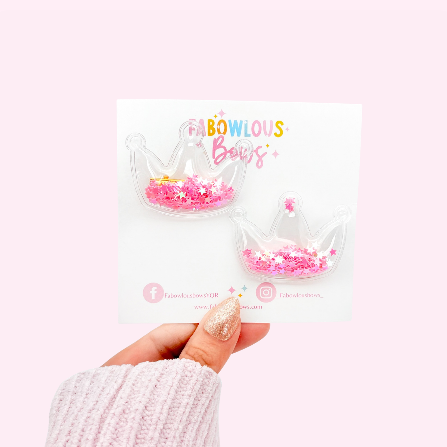 Pink Princess Crown Confetti • Pigtail Set