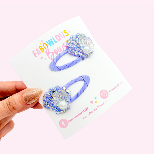 Simply Seashells • Purple • Snap Clip Pigtail Set