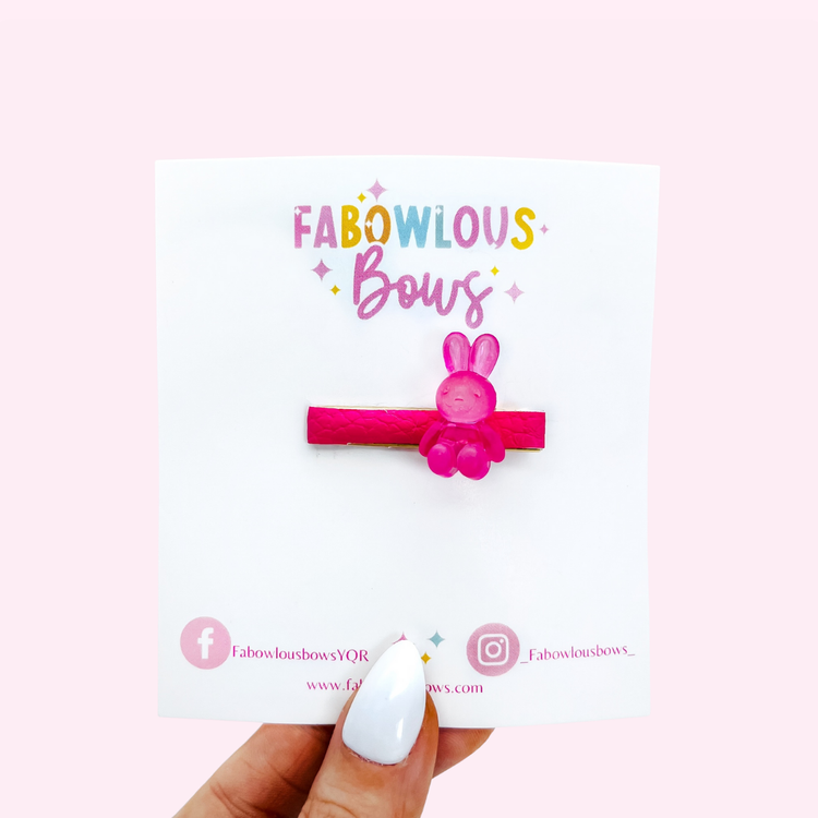 Hot Pink Frosted Bunny // Bar Clip