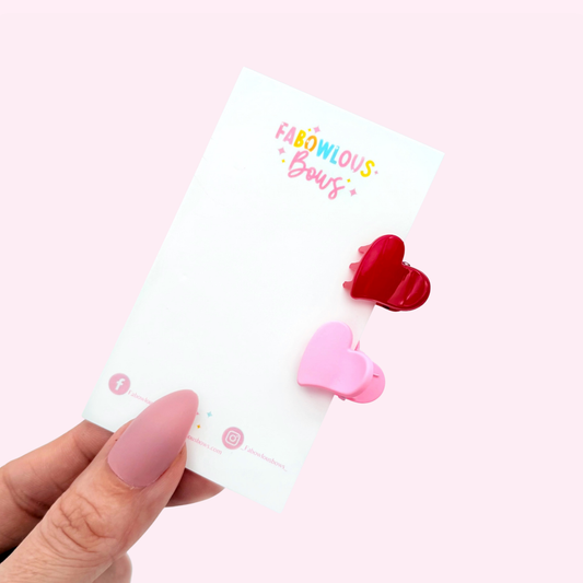 Cute Hearts // Micro Mini Claw Clip Set