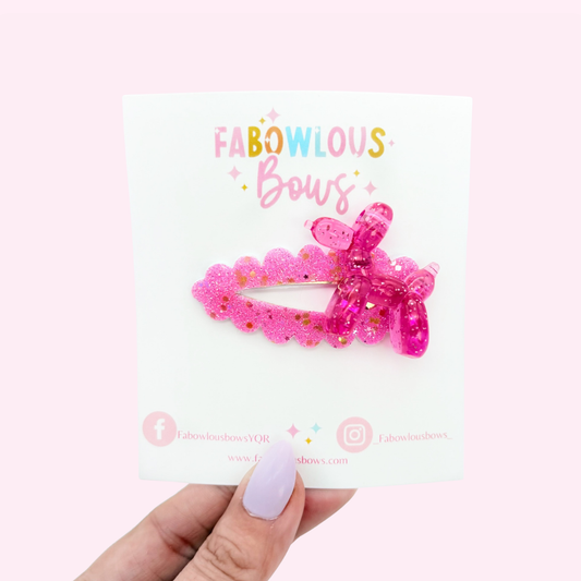 Balloon Animal Glitter Pink // Deluxe Clip