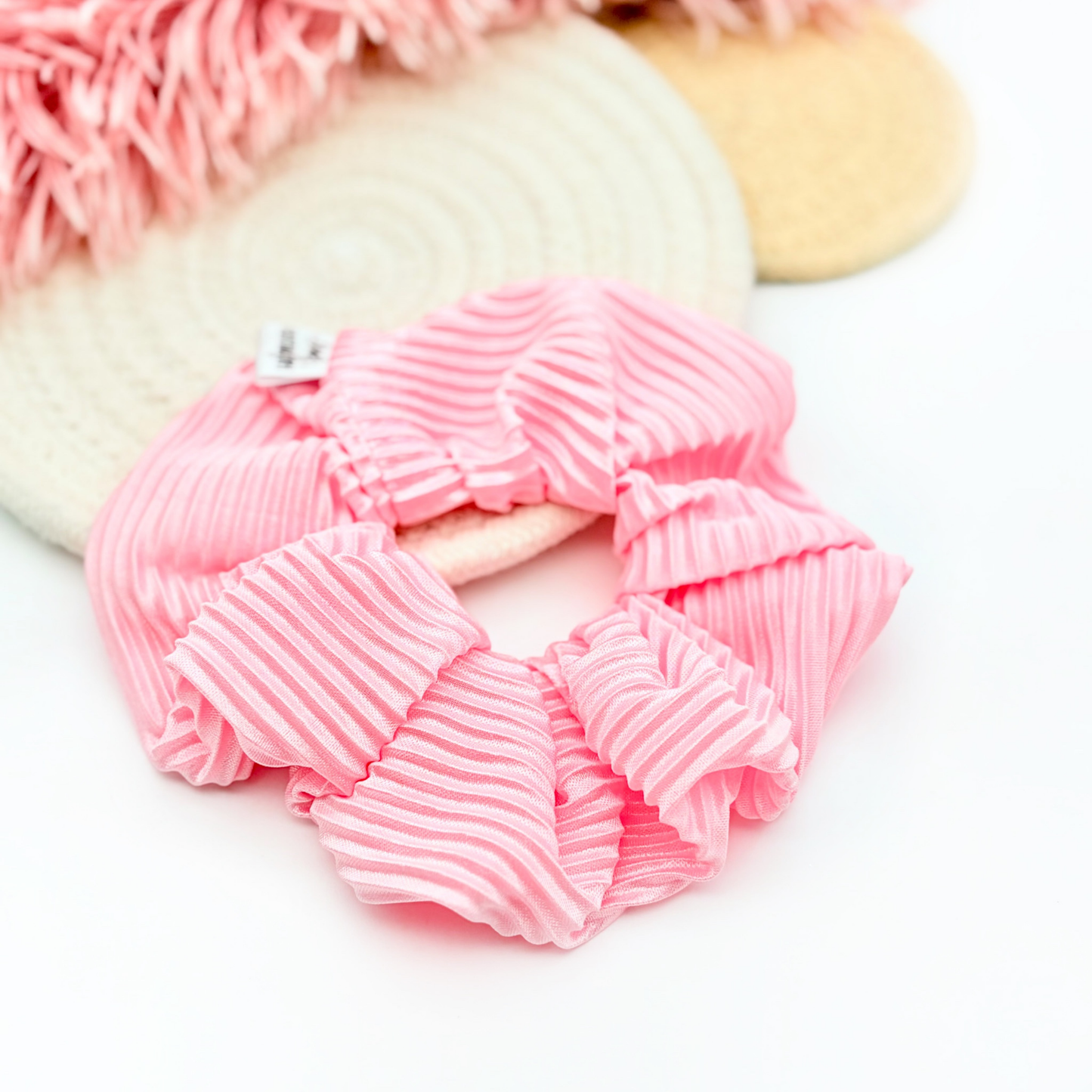 Pink Ribbed Satin  • Scrunchie • 3 for $25