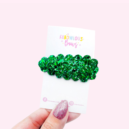 Green Glitter // Snap Clip - 3 for $10