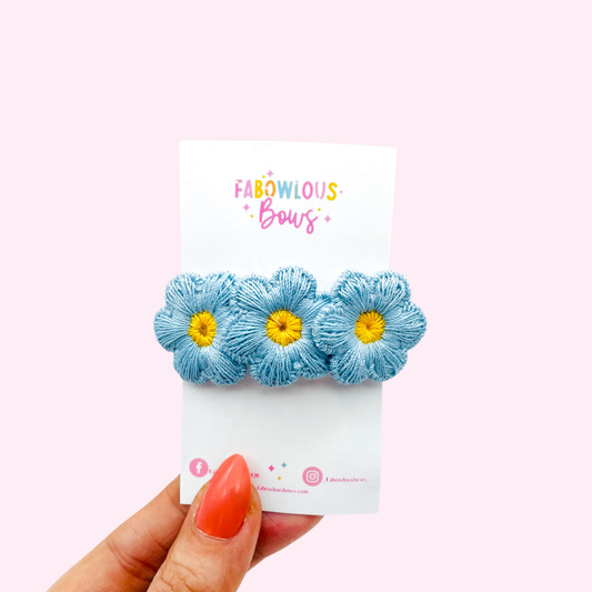 Trio Floral Fabric // Blue Snap Clip