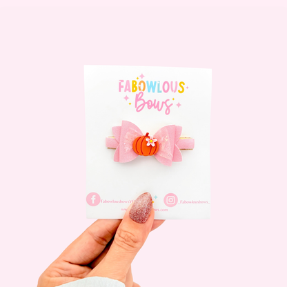 Pretty Floral Pumpkin • Bar Clip Bow