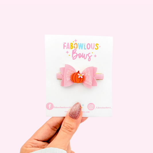 Pretty Floral Pumpkin • Bar Clip Bow