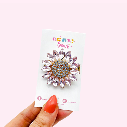 Sunflower Rhinestone // Pink Bar Clip