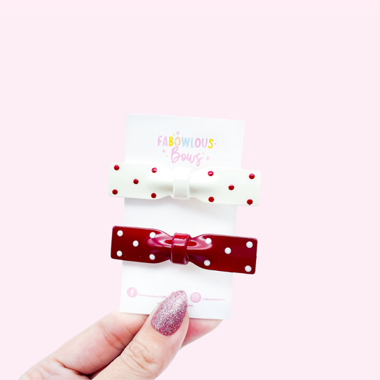 Polka Dot Bow Clip Set