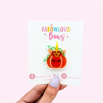 Unicorn Pumpkin // Acrylic Clip (3 for 10)