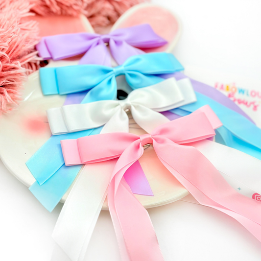 • White • Pink • Purple • Blue - Silk Long Tail Bow