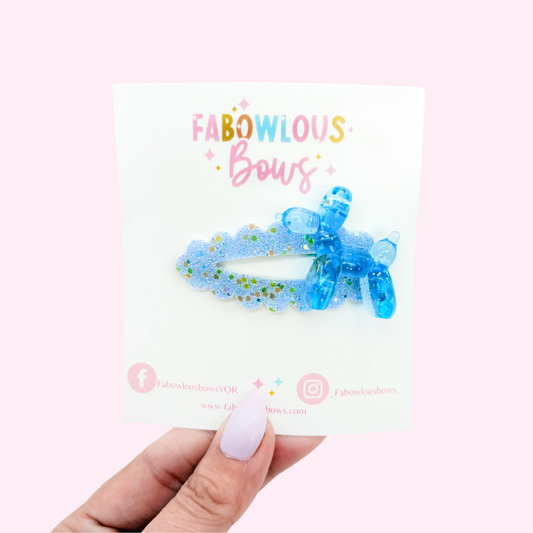 Balloon Animal Glitter Blue // Deluxe Clip