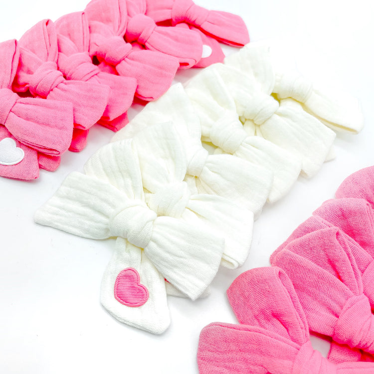 Pink or  White Muslin // Fabric Bow