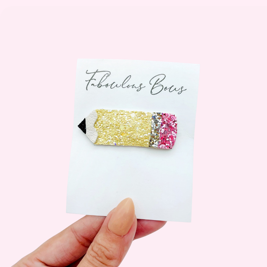 Pencil Glitter Clips // Yellow