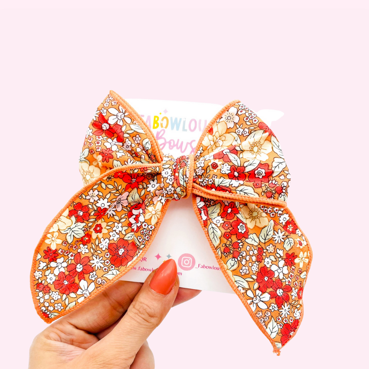 Orange Floral // Fabric Fable Bow