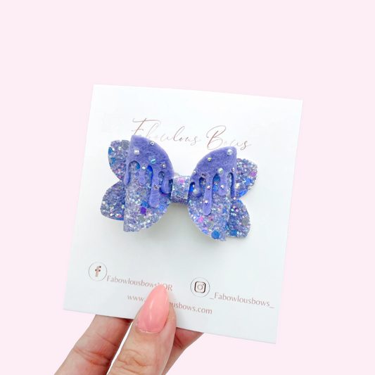 Rhinestone Drippy Bow // 2.5” Purple