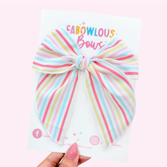 Pastel Stripes // Fabric Fable Bow