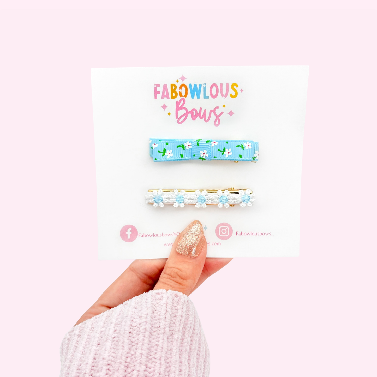 Daisy Floral Bar Clip Set • Blue