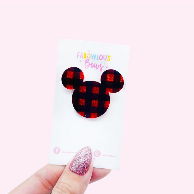 Buffalo Plaid Mouse // Acrylic Clip (3 for 10)