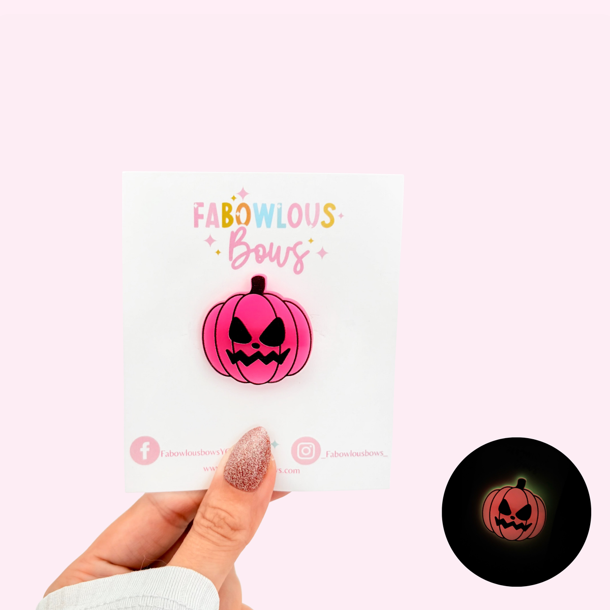 Pink O’ Lantern • Glow In The Dark • Acrylic Clip (3 for 10)