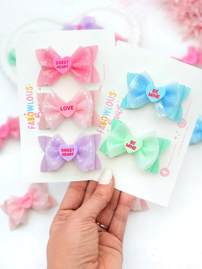 Candy Hearts Cutie - Elegant Tulle Bow Blue