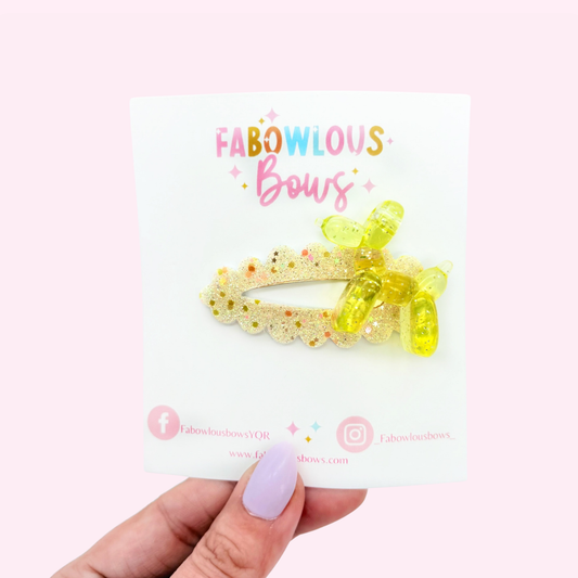 Balloon Animal Glitter Yellow // Deluxe Clip