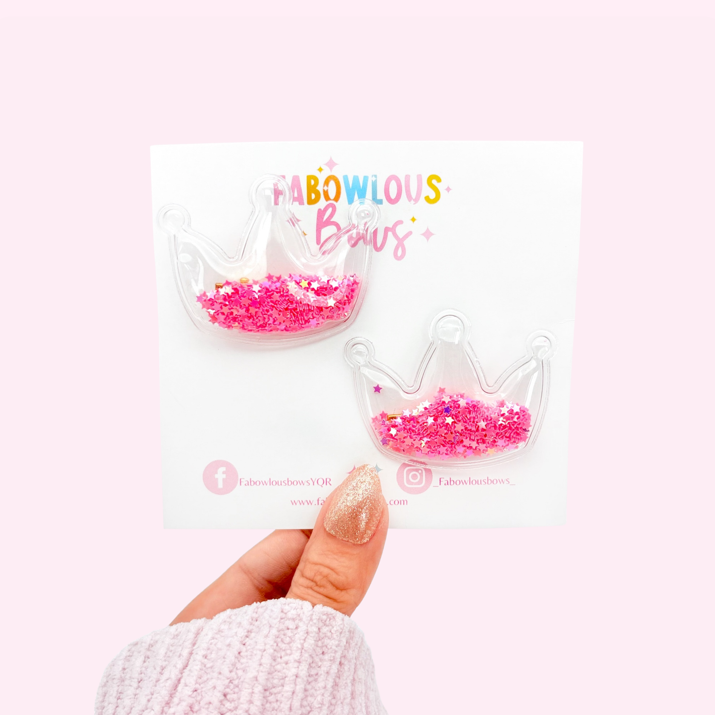Hot Pink Princess Crown Confetti • Pigtail Set