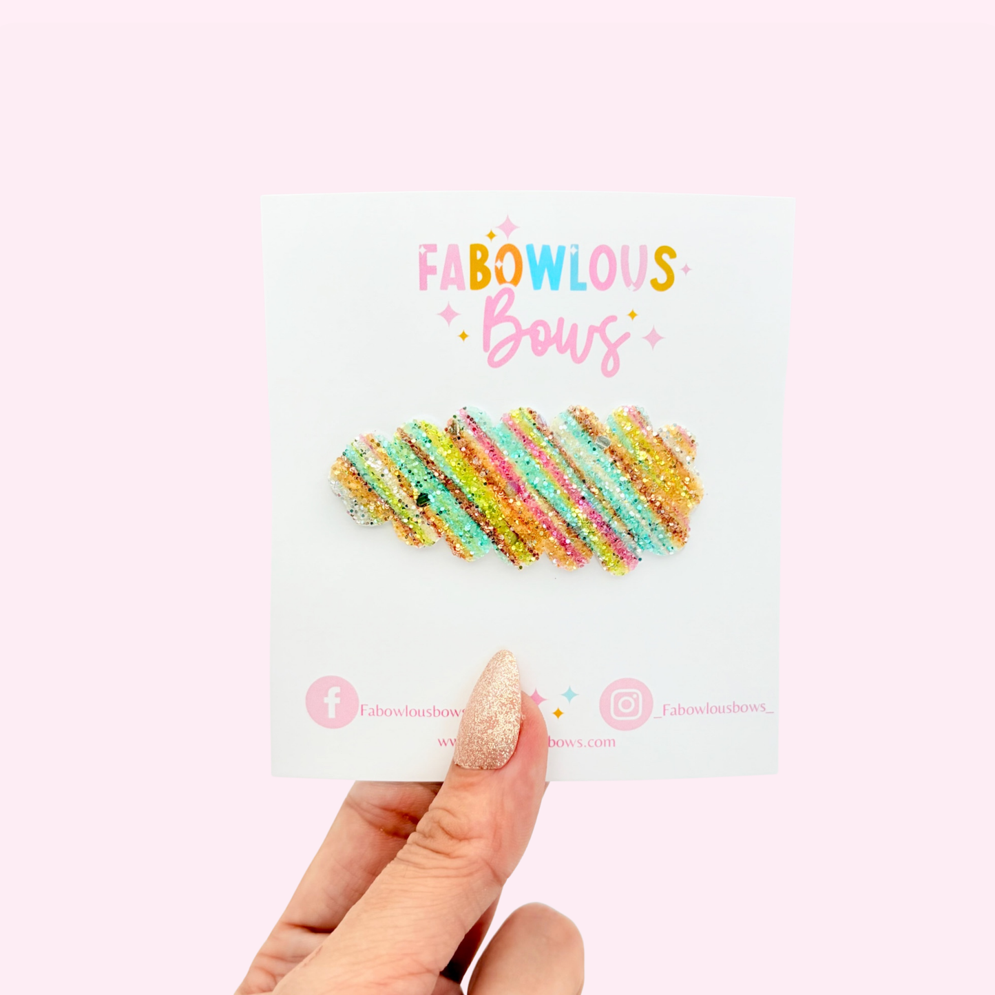 Rainbow Swirl • Glitter Snap Clip • 3 for $10