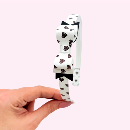 Monochrome Hearts - Printed Headband