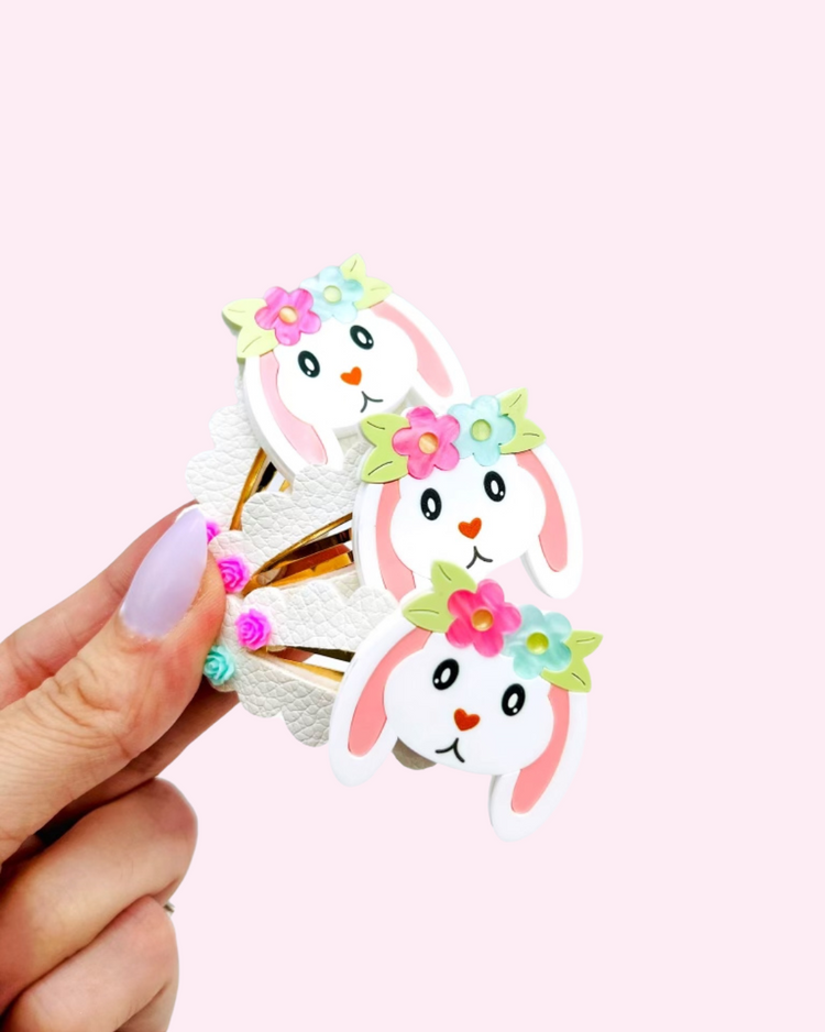 Floral Acrylic Bunny // Deluxe Clip