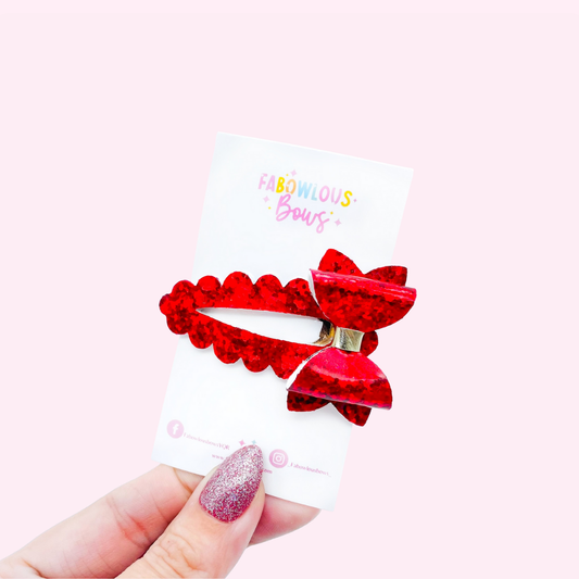 Christmas Red Bow // Deluxe Clip
