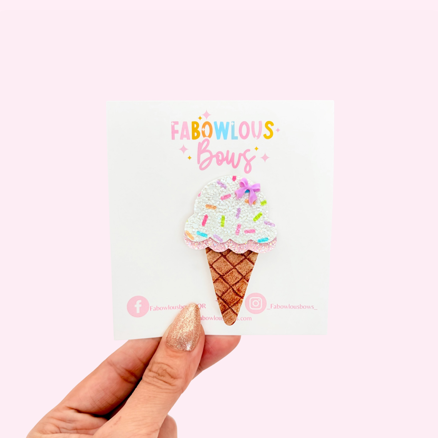 Ice Cream Scoop Sprinkles • Berry Bow Clip